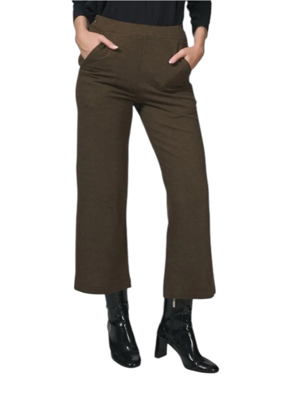 Alembika Essential Cropped Pants Brown Heathered Knit Wide Leg Size 6 |US 16-18 - Picture 13 of 13